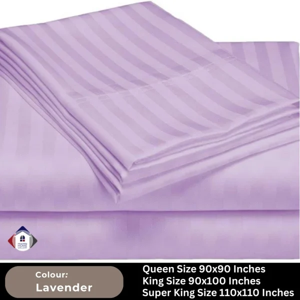 Plain Egyptian Stripe Cotton Bedsheet-Lavender - Image 3